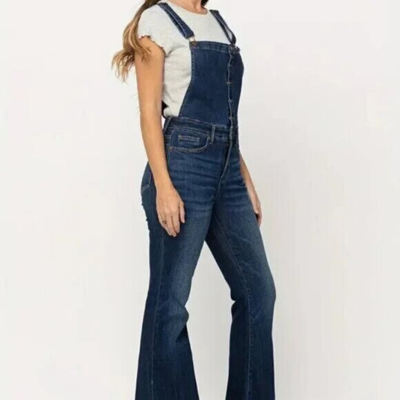 Button Up Adjustable Strap Overalls Deep Blue LAST CHANCE - Picture 3 of 9